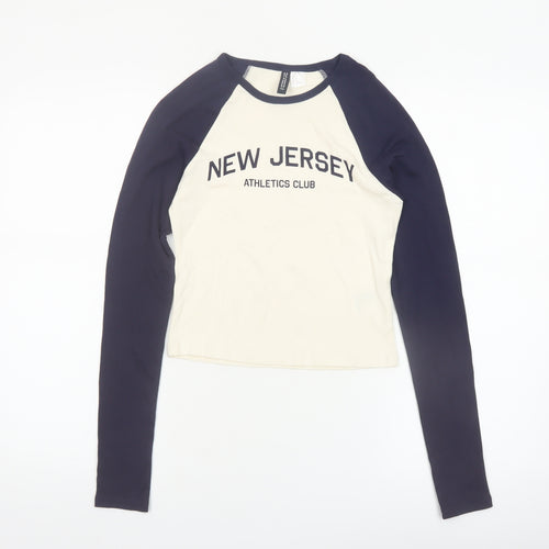 H&M Divided Women's Multicoloured Cropped Long Sleeve T-Shirt Size S