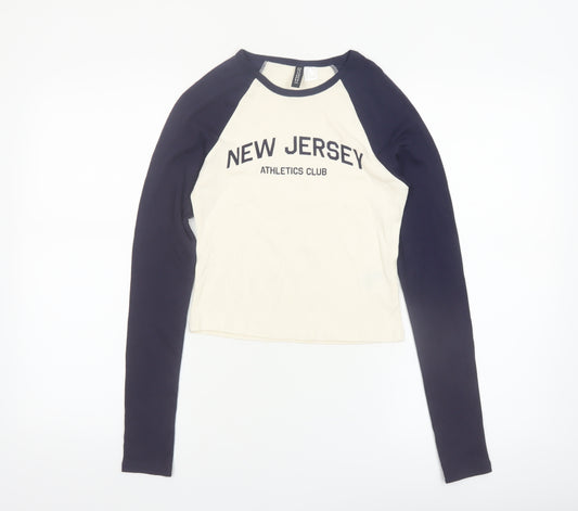 H&M Divided Women's Multicoloured Cropped Long Sleeve T-Shirt Size S