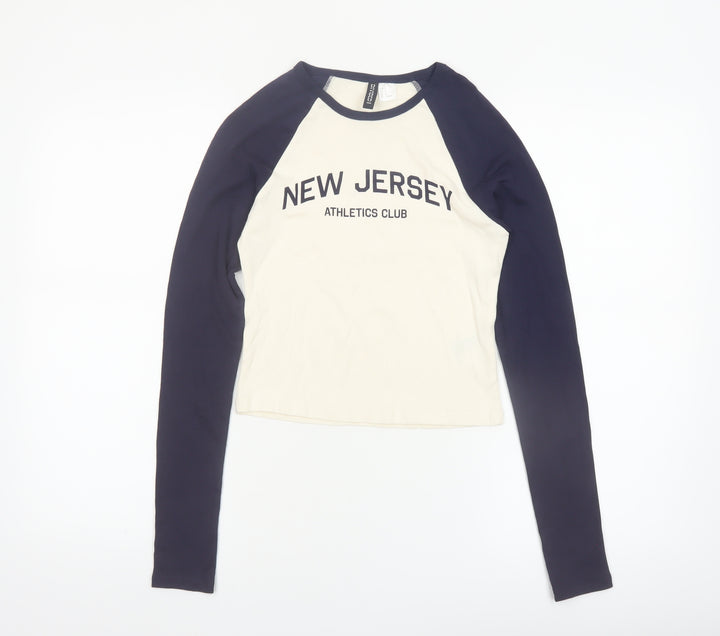H&M Divided Women's Multicoloured Cropped Long Sleeve T-Shirt Size S