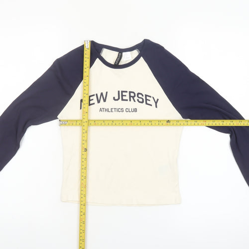 H&M Divided Women's Multicoloured Cropped Long Sleeve T-Shirt Size S