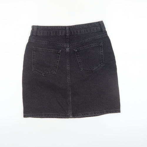 Topshop Women Black Denim Short Skirt Size 6 High Waist Pencil