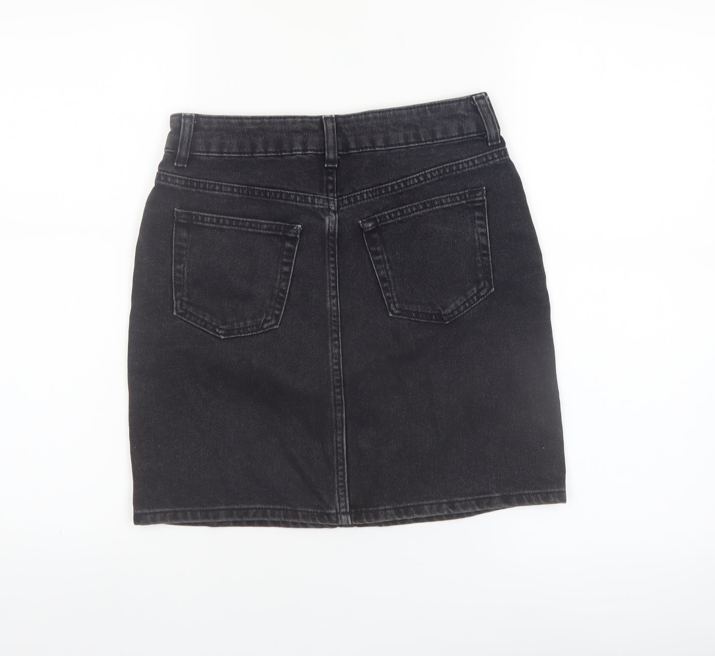 Topshop Women Black Denim Short Skirt Size 6 High Waist Pencil