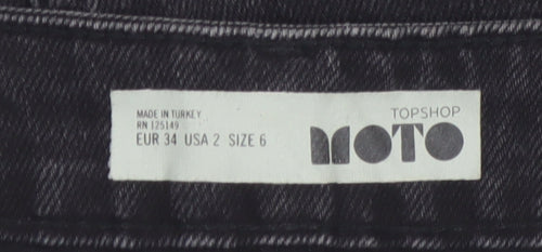 Topshop Women Black Denim Short Skirt Size 6 High Waist Pencil