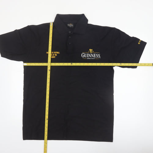 Guinness Men's Black Embroidered Logo Polo Shirt Size M