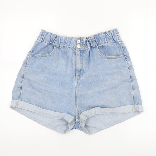 In The Style Womens Blue Denim Mom Shorts Size 16 High Waist