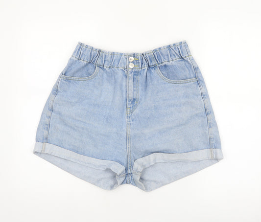 In The Style Womens Blue Denim Mom Shorts Size 16 High Waist
