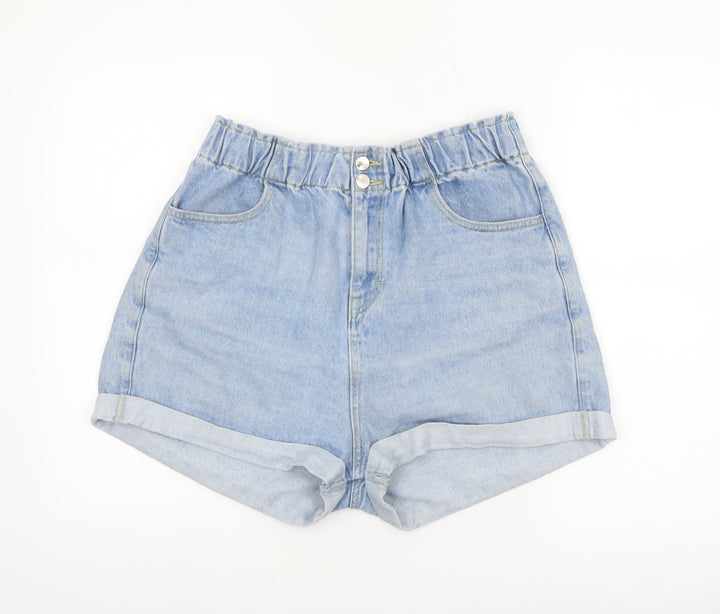 In The Style Womens Blue Denim Mom Shorts Size 16 High Waist