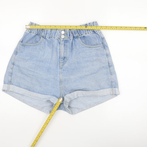 In The Style Womens Blue Denim Mom Shorts Size 16 High Waist