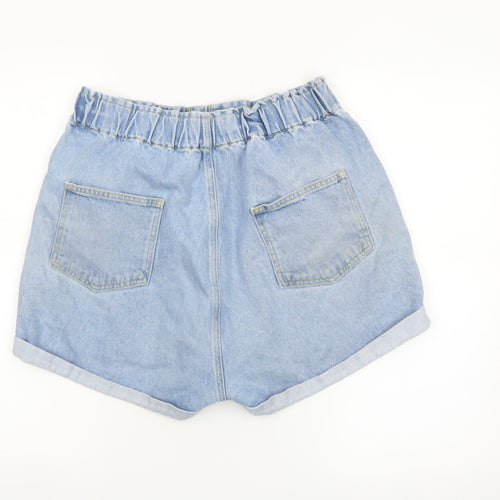 In The Style Womens Blue Denim Mom Shorts Size 16 High Waist