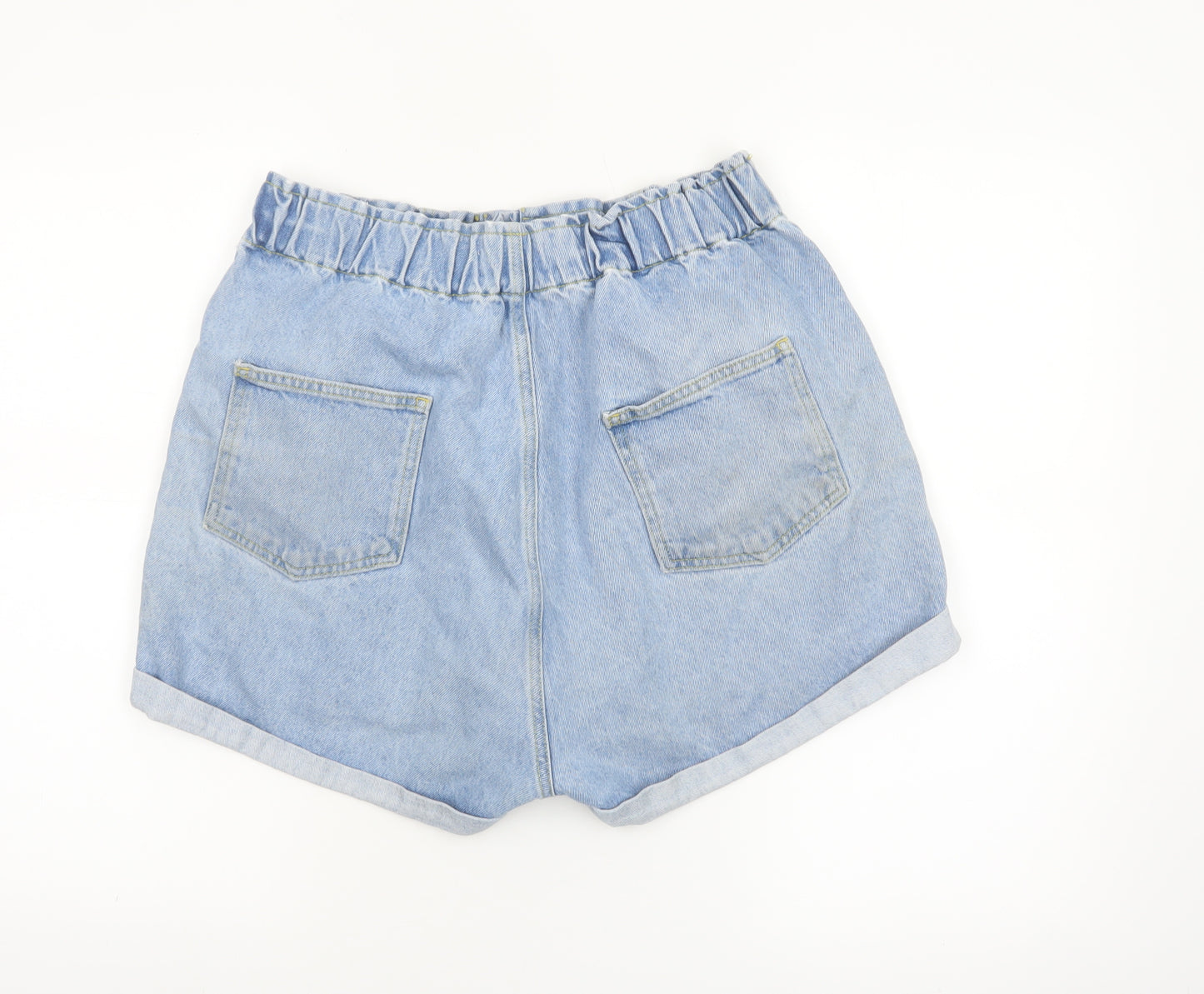 In The Style Womens Blue Denim Mom Shorts Size 16 High Waist