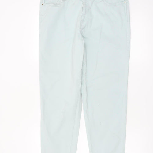 F&F Women's Blue Chino Trousers Size 14 Stretch Cotton Casual