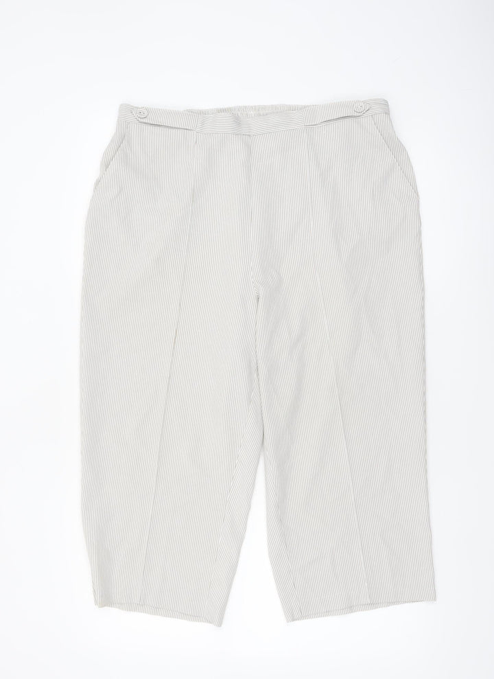 Bm Women’s Beige Striped Cropped Trousers Size 16 Cotton Blend