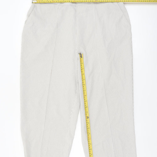 Bm Women’s Beige Striped Cropped Trousers Size 16 Cotton Blend