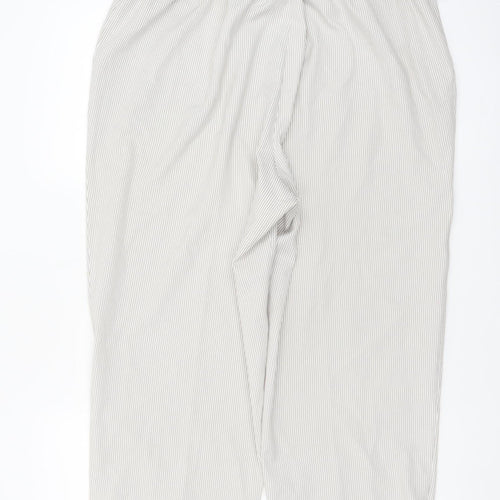 Bm Women’s Beige Striped Cropped Trousers Size 16 Cotton Blend