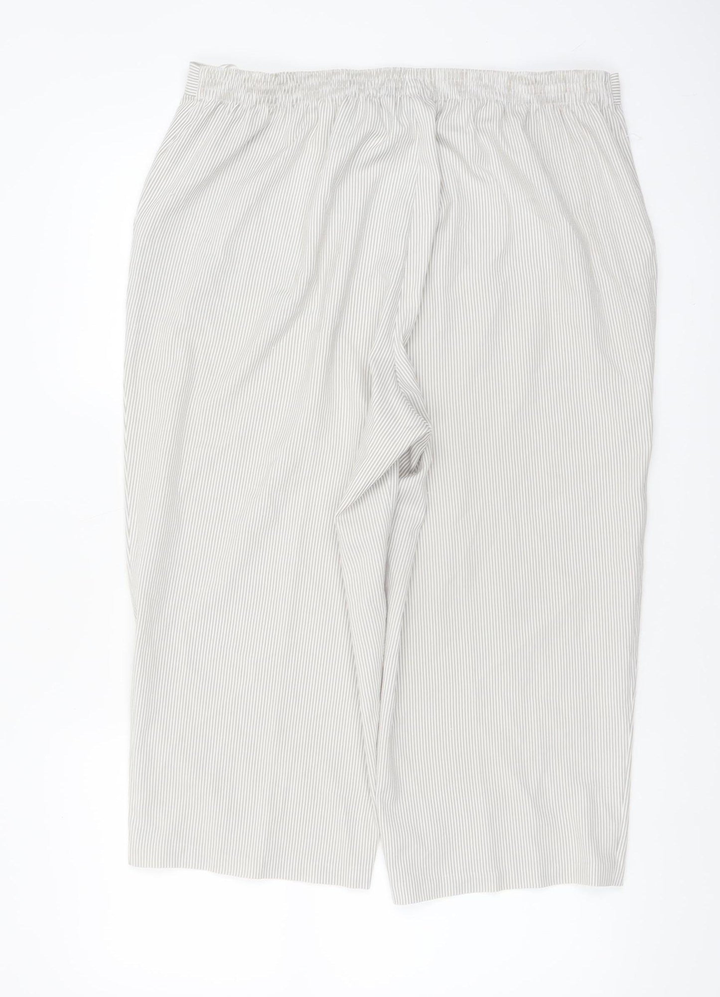 Bm Women’s Beige Striped Cropped Trousers Size 16 Cotton Blend