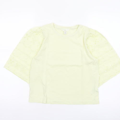 H&M Women’s Yellow Cotton Puff Sleeve T-Shirt XS