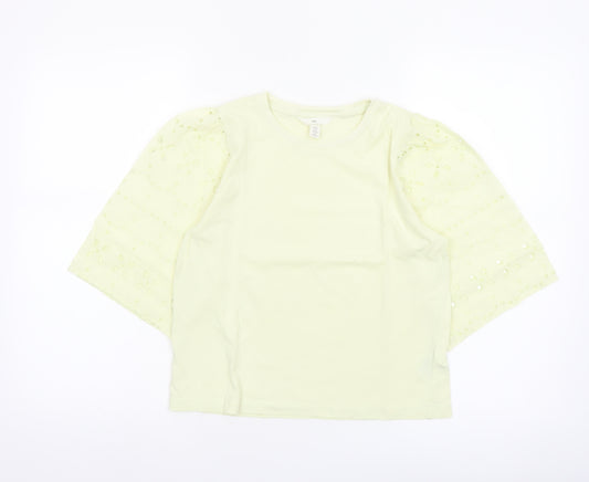 H&M Women’s Yellow Cotton Puff Sleeve T-Shirt XS