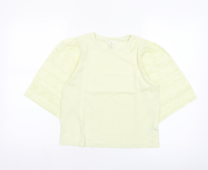 H&M Women’s Yellow Cotton Puff Sleeve T-Shirt XS