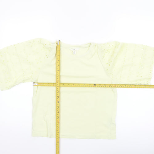 H&M Women’s Yellow Cotton Puff Sleeve T-Shirt XS