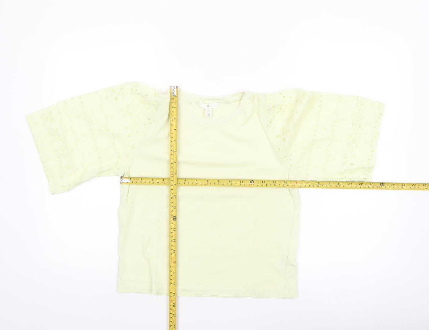 H&M Women’s Yellow Cotton Puff Sleeve T-Shirt XS
