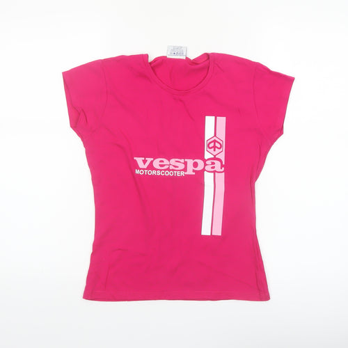Jerzees Womens Pink Vespa Print Cotton T-Shirt Size S