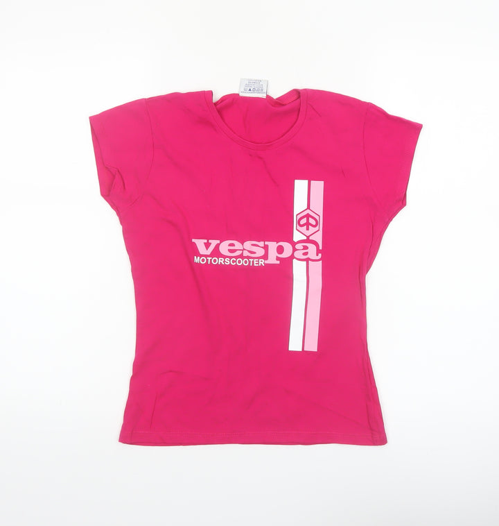Jerzees Womens Pink Vespa Print Cotton T-Shirt Size S