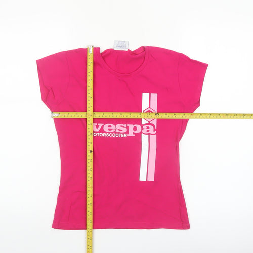 Jerzees Womens Pink Vespa Print Cotton T-Shirt Size S