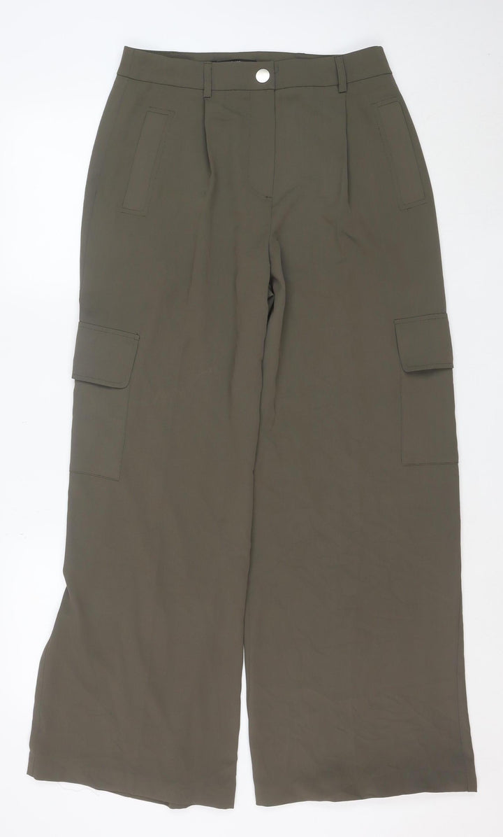 George Women’s Green Wide-Leg Cargo Trousers Size 10 Viscose