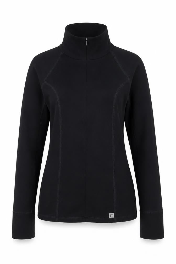 Front view of Marks & Spencer women’s black, size UK 10, 1/4 zip pullover sweatshirt