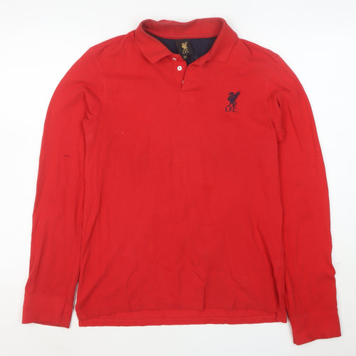 LFC Men’s Red Long Sleeve Polo Shirt XS 100% Cotton Embroidered