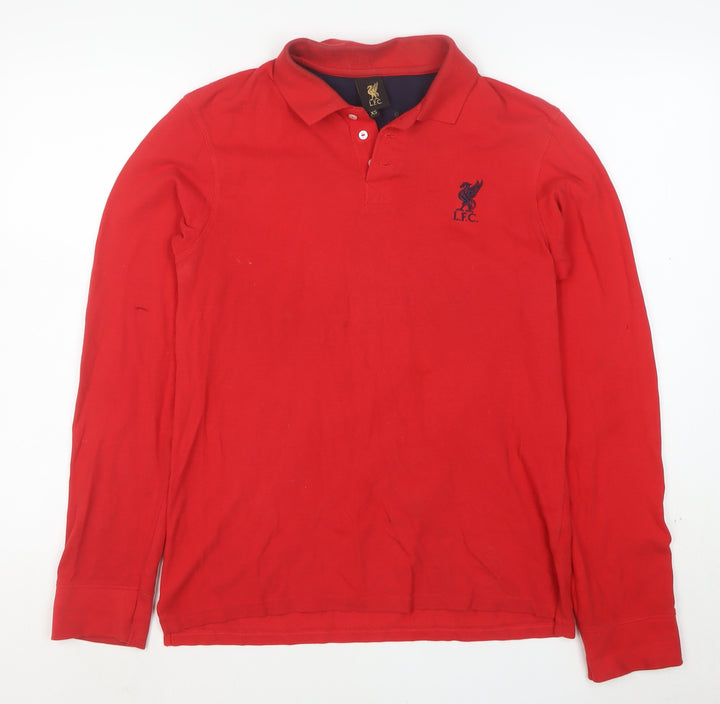 LFC Men’s Red Long Sleeve Polo Shirt XS 100% Cotton Embroidered