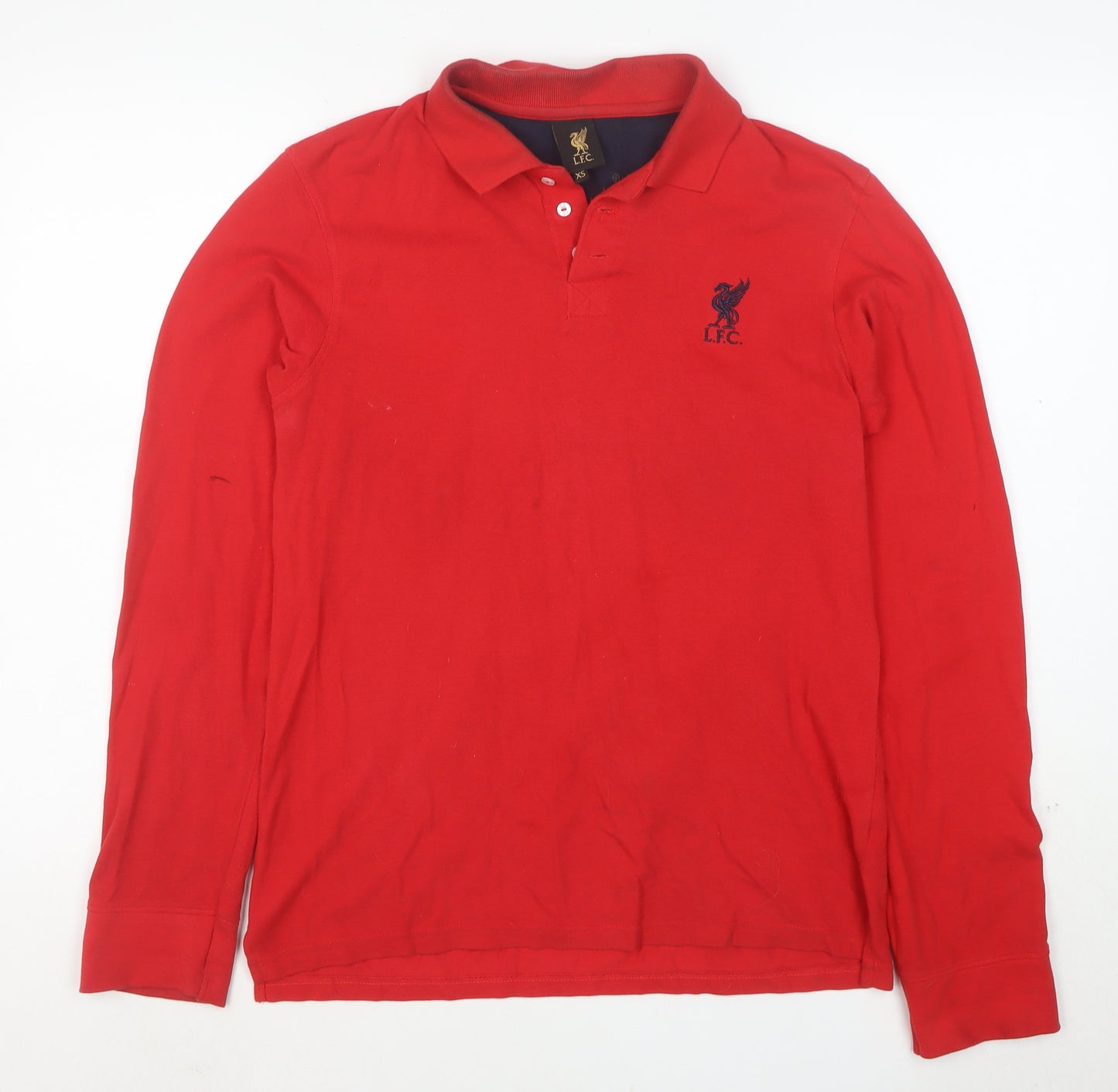 LFC Men’s Red Long Sleeve Polo Shirt XS 100% Cotton Embroidered