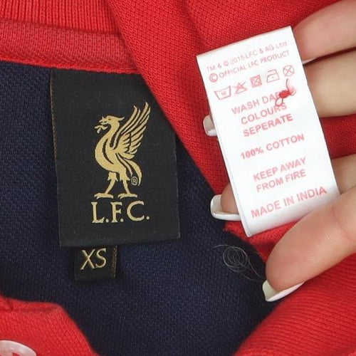 LFC Men’s Red Long Sleeve Polo Shirt XS 100% Cotton Embroidered