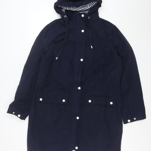 George Women’s Navy Hooded Rain Coat Size 14 Waterproof Mid-Length