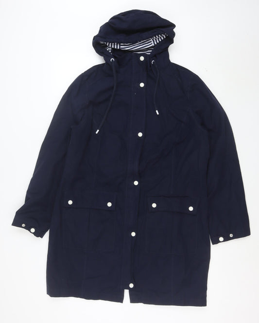George Women’s Navy Hooded Rain Coat Size 14 Waterproof Mid-Length
