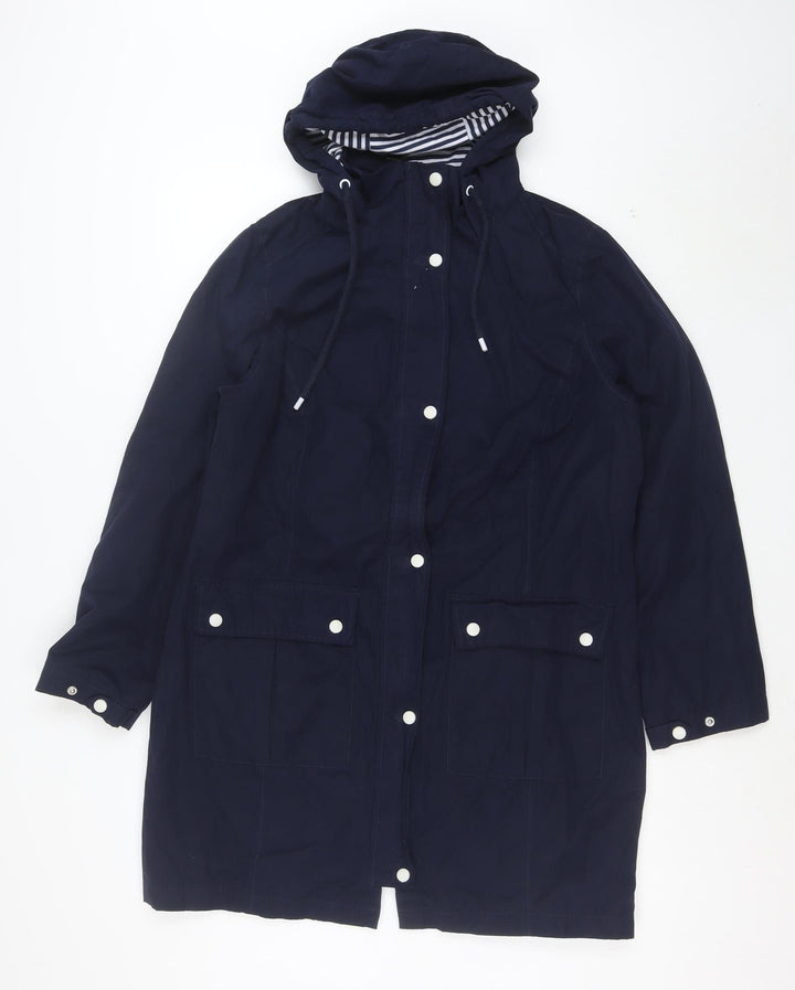 George Women’s Navy Hooded Rain Coat Size 14 Waterproof Mid-Length