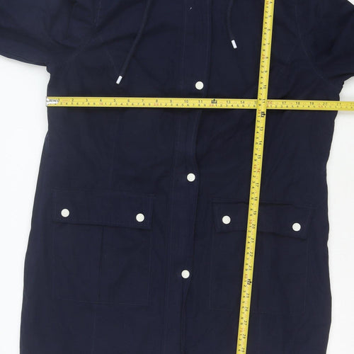 George Women’s Navy Hooded Rain Coat Size 14 Waterproof Mid-Length