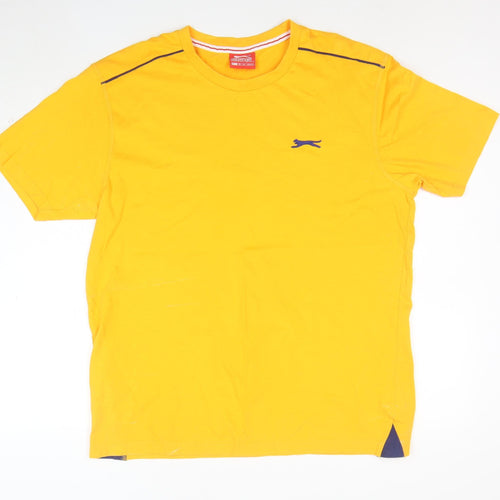 Slazenger Men's Yellow Cotton Short Sleeve Crew Neck T-Shirt L