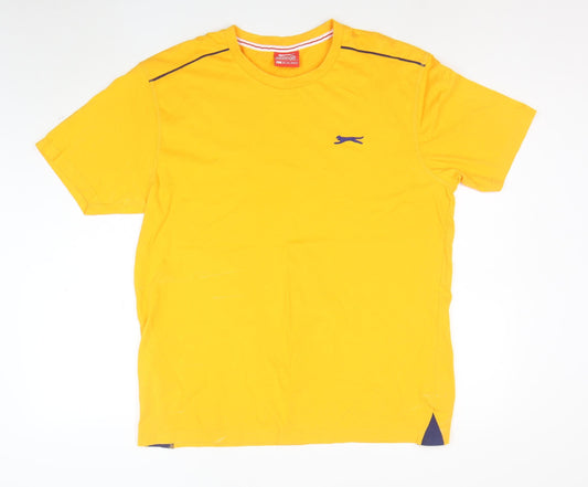 Slazenger Men's Yellow Cotton Short Sleeve Crew Neck T-Shirt L