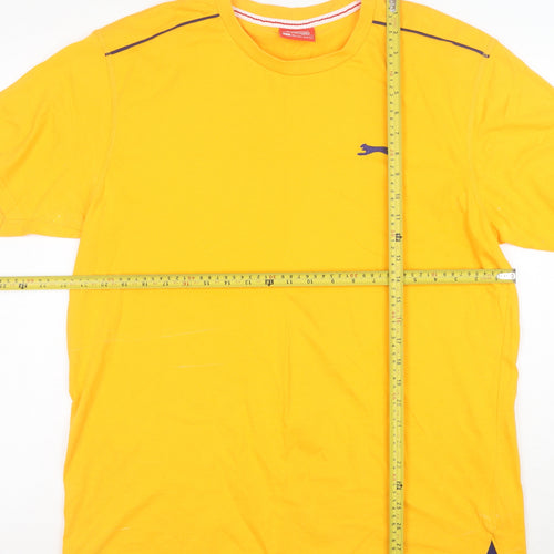 Slazenger Men's Yellow Cotton Short Sleeve Crew Neck T-Shirt L