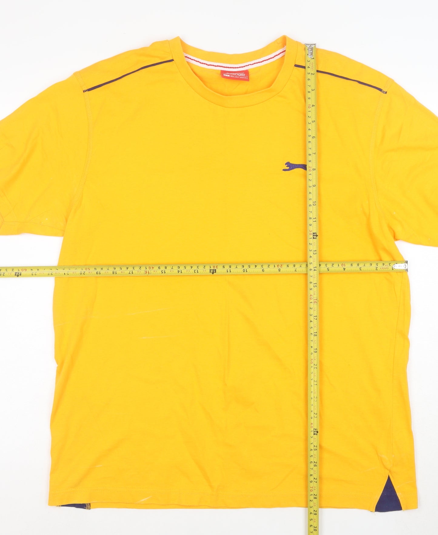 Slazenger Men's Yellow Cotton Short Sleeve Crew Neck T-Shirt L