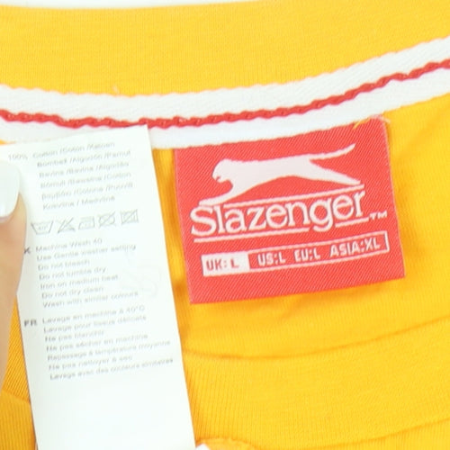 Slazenger Men's Yellow Cotton Short Sleeve Crew Neck T-Shirt L
