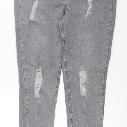 Candy Couture Girls Grey Ripped Skinny Jeans 15 Years Stretch Denim