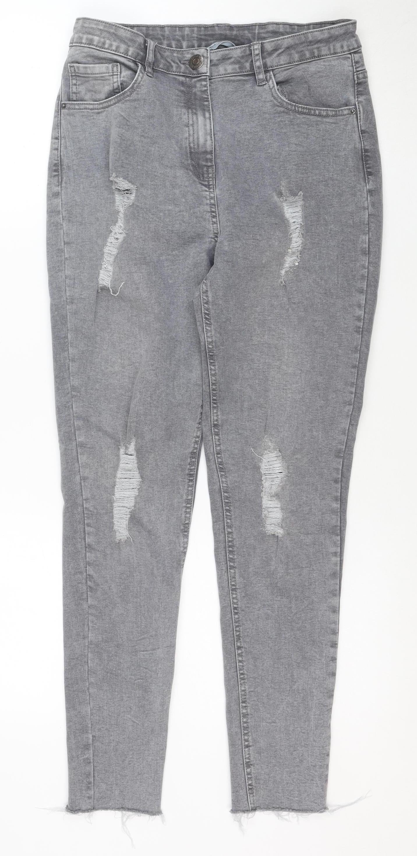 Candy Couture Girls Grey Ripped Skinny Jeans 15 Years Stretch Denim