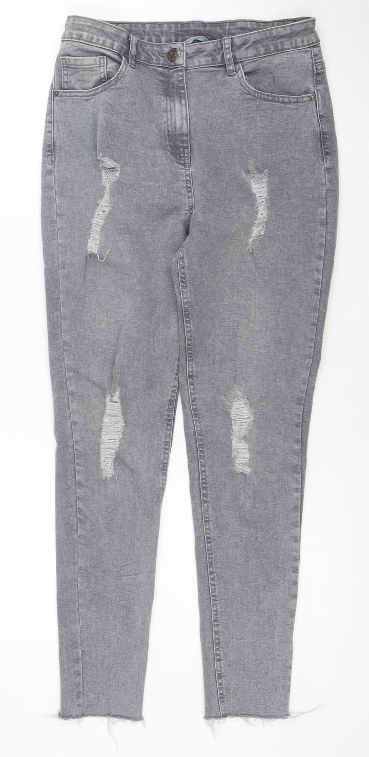 Candy Couture Girls Grey Ripped Skinny Jeans 15 Years Stretch Denim
