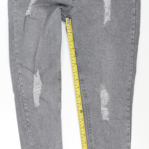 Candy Couture Girls Grey Ripped Skinny Jeans 15 Years Stretch Denim