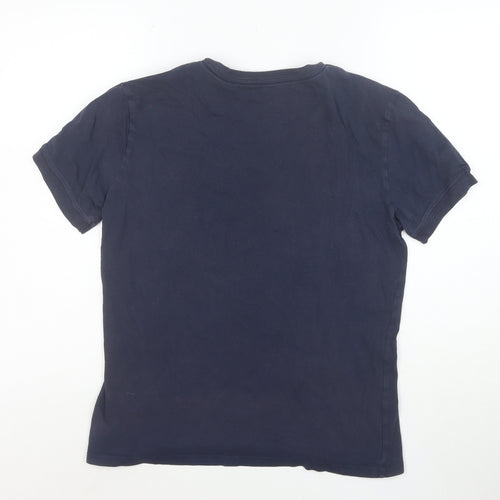 Tommy Hilfiger Men Navy Blue Short Sleeve Logo Tape Cotton T-Shirt S