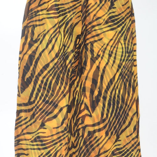 Boohoo Women’s Multicoloured Animal Print Wide-Leg Chiffon Trousers Size S