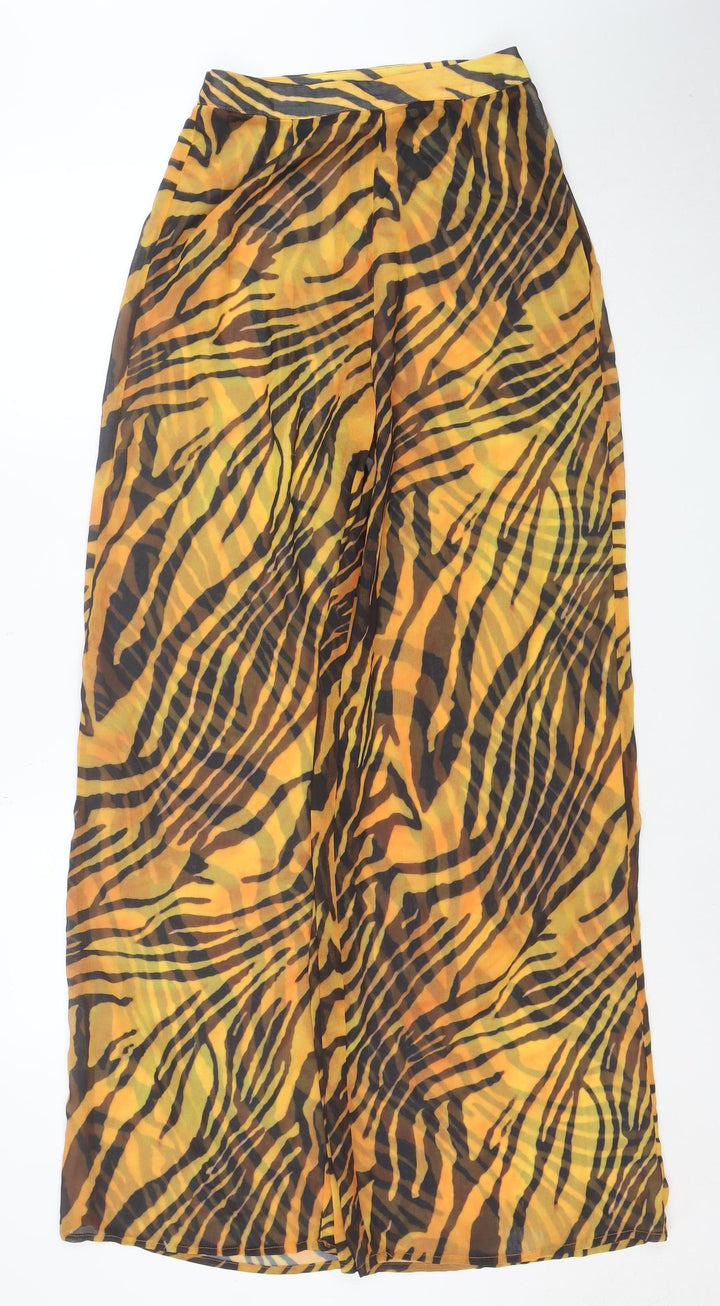 Boohoo Women’s Multicoloured Animal Print Wide-Leg Chiffon Trousers Size S