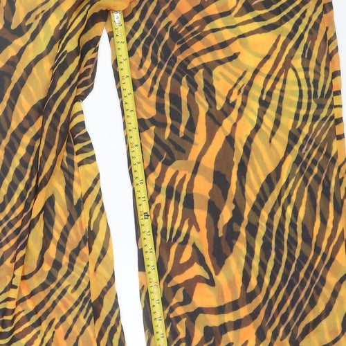 Boohoo Women’s Multicoloured Animal Print Wide-Leg Chiffon Trousers Size S